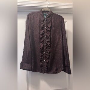 Ralph Lauren Burgundy Paisley Blouse